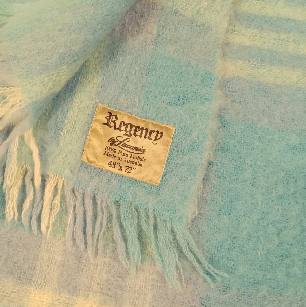 Mohair Vintage Regency by Laconia 48" x 72" Pastel Plaid Throw Blanket - Picture 7 of 8